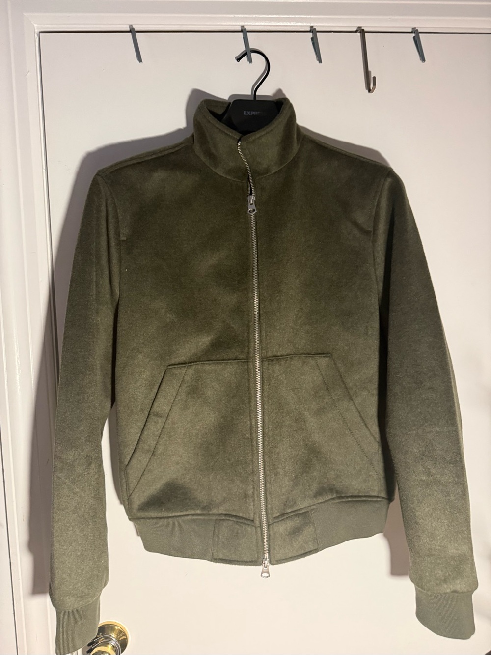 Olive Zip-Up Bomber Jacket
